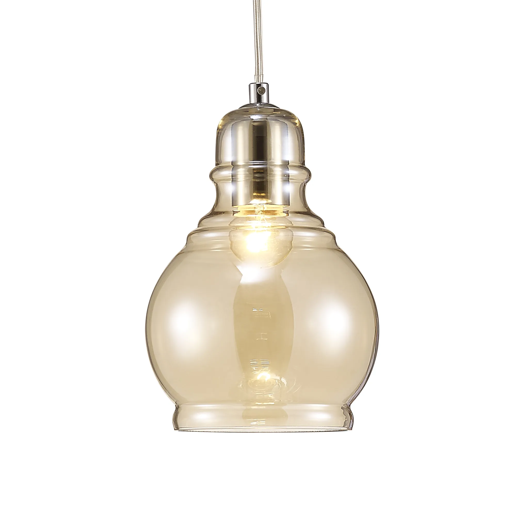 Ariel 16cm Cognac Glass Pendant 1 Light Polished Chrome D0097  Deco Ariel